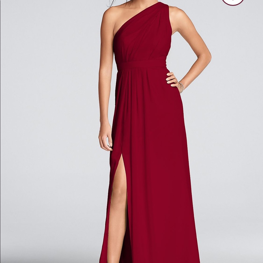 One-Shoulder Ruched Waist Chiffon Bridesmaid Dress